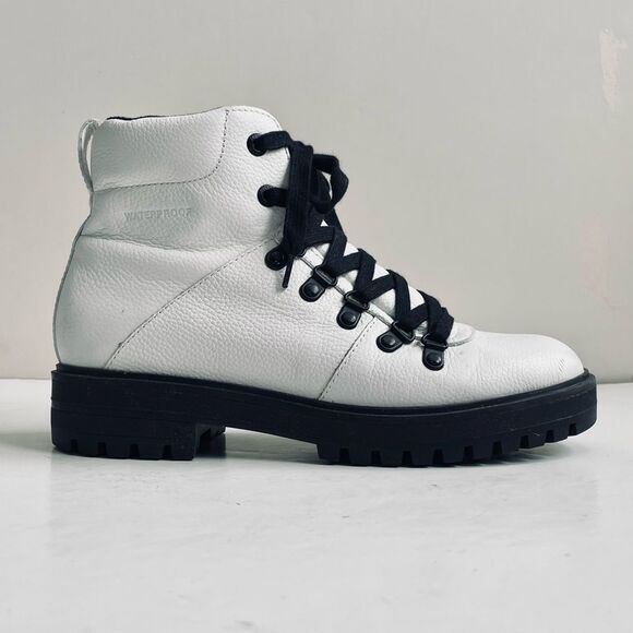💠 Cougar Nash Leather Lug Sole Combat Lace Up White Boot Size EU 40 US 9 - Picture 2 of 13